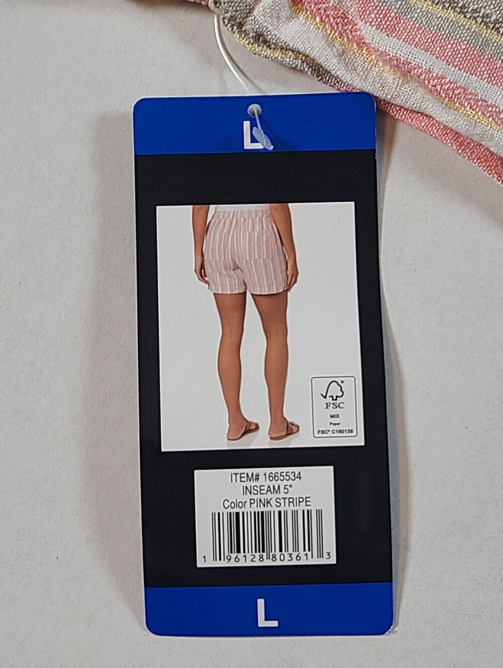 Briggs New York Women's Striped Shorts Large Elastic Waist NWT Linen Blend - Picture 4 of 12